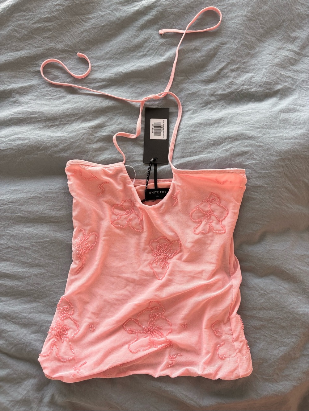 White Fox Boutique Pink Beaded Halter Cami - never worn